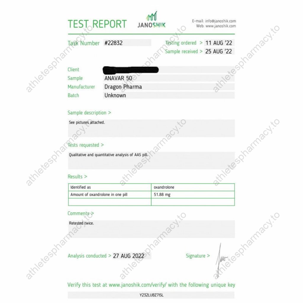 Dragon Pharma Anavar 50 Lab Test